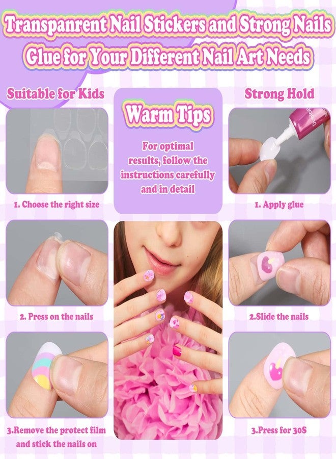 Acejoz 144 Pcs Press on Nails for Kids 10-12, Fake Nails for Girls with Glue & Sticky Tabs, Short Kids Glue on Nails with Cute Designs, Nails Art Gift Set for Girls, Teens & Women - Image 5